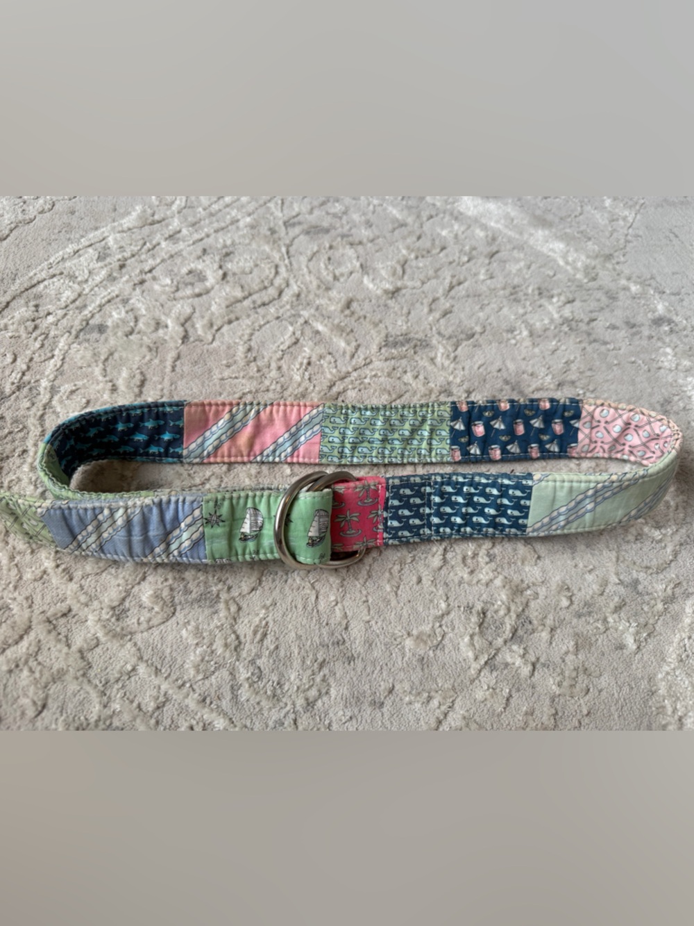 Vineyard Vines Pink and Navy Label Cotton classic vintage belt, patchwork sz sm